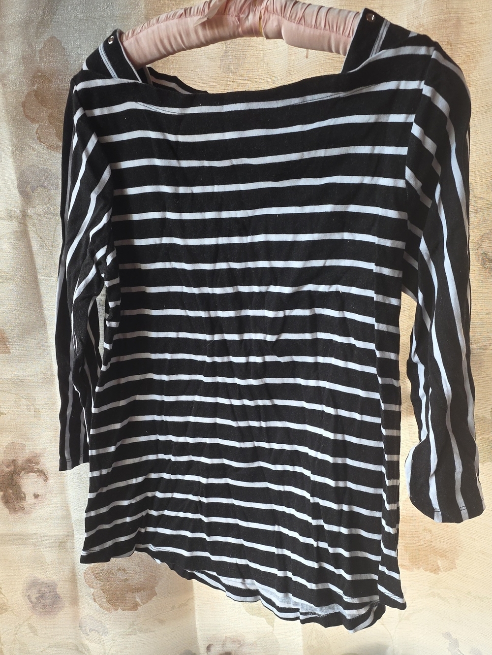 Westbound Black & White Striped 3/4 Sleeve Tee